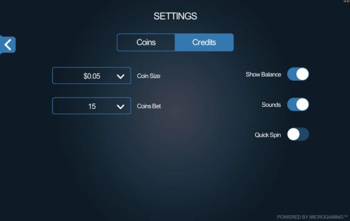 Coins Size and Coins Bet Settings - All Online Pokies
