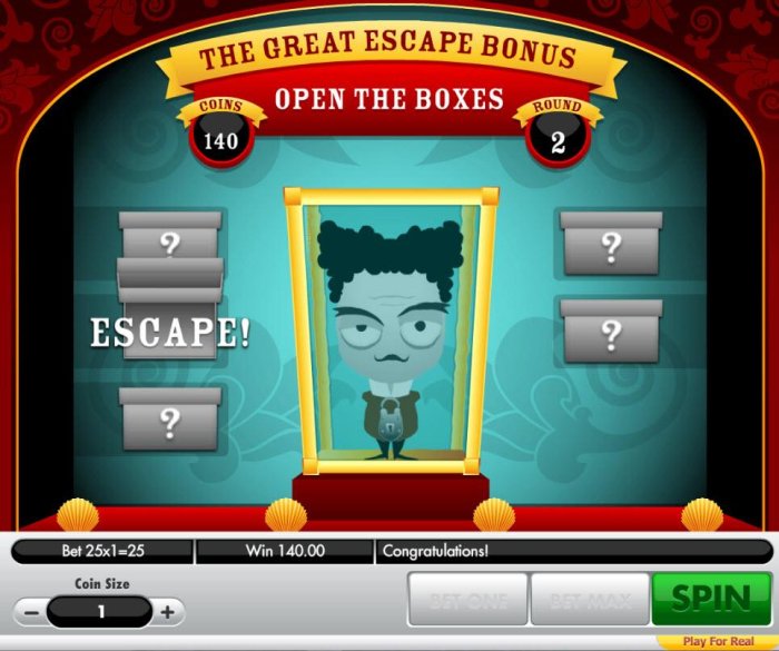 All Online Pokies - Findong the escape box advances you to the next round.