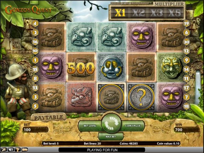 Gonzo's Quest pokie game 700 coin jackpot by All Online Pokies