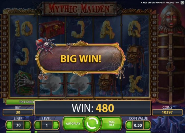 All Online Pokies - 480 coin big win payout triggered by a couple of wild symbols