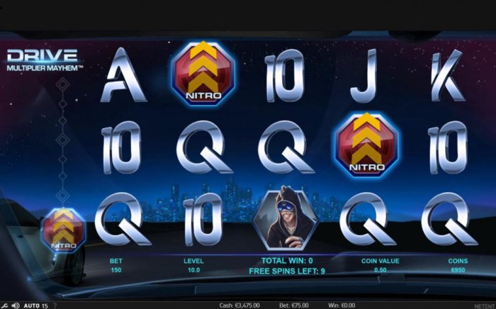 All Online Pokies - Collect Nitro symbols during free spins to win more free spins and random wild multiplier overlay.