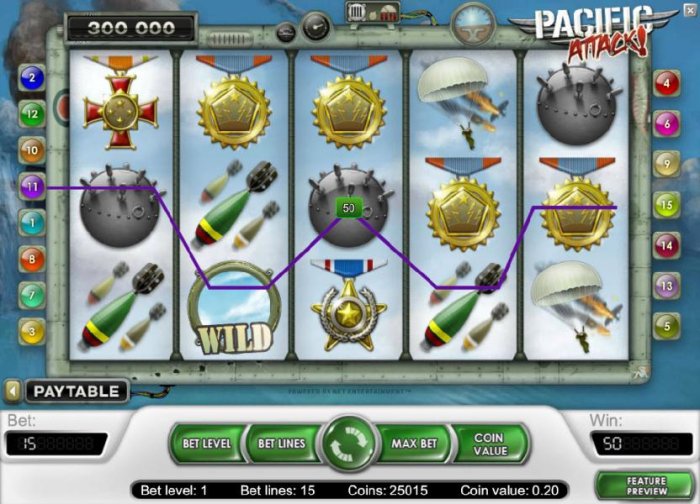 All Online Pokies - three of a knd triggers a 50 coin jackpot