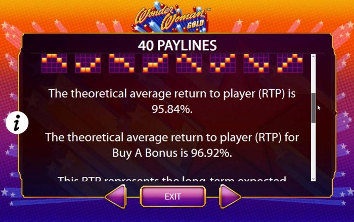 The theoretical return to player (RTP) for this game is 95.84% to 96.92%. Any combination of wins in a single game is limited and will not exceed 250,000.00 - All Online Pokies