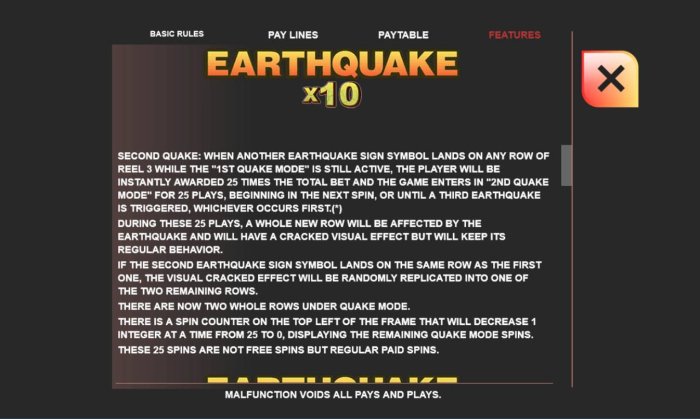 Earthquake Feature Multipliers Rules by All Online Pokies
