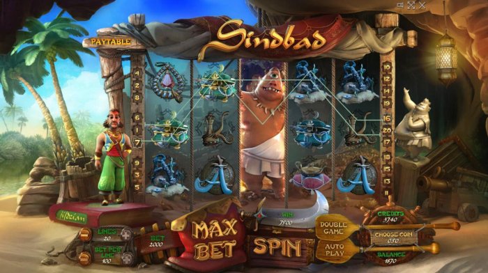 A 7500 credit jackpot triggered by a pair of winning bet lines by All Online Pokies