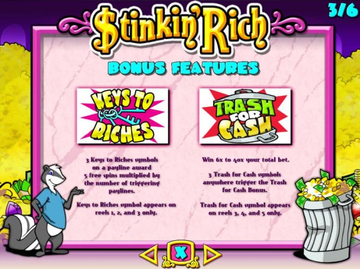 Bonus Features - Keys To Riches and Trash for Cash. - All Online Pokies