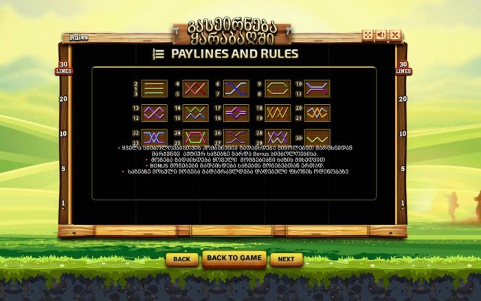 Paylines 1-30 - All Online Pokies