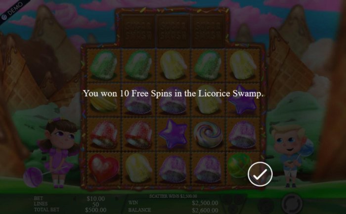 All Online Pokies - 10 Free Spins in the Licorice Swamp awarded.