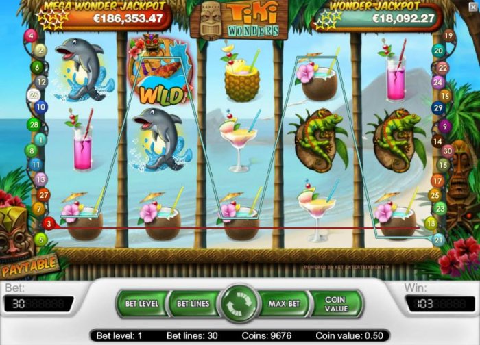 multiple winning betlines triggers a 103 coin jackpot by All Online Pokies
