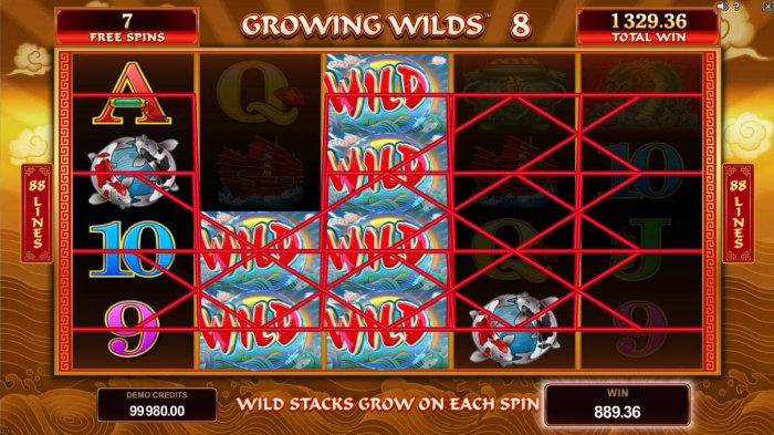 All Online Pokies - Multiple winning paylines triggers a big win during the Free Games feature.