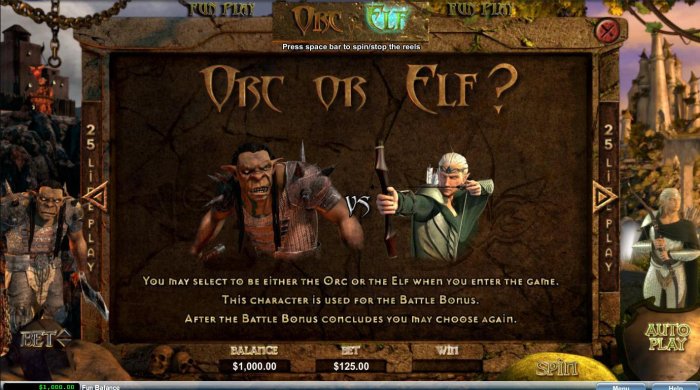 All Online Pokies - You may select to be either Orc or the Elf when you enter the game.