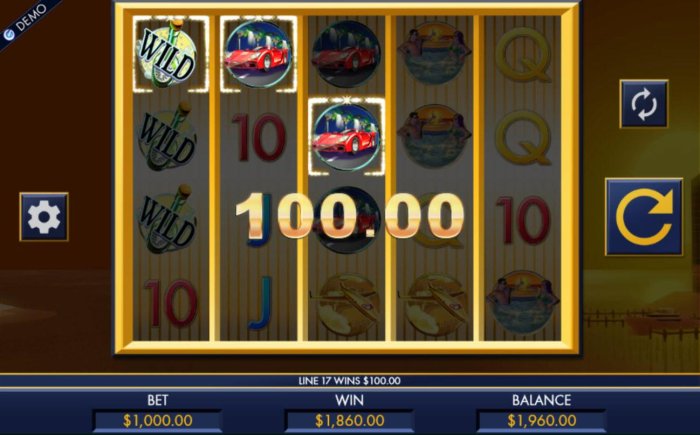 Multiple winning combinations triggers a 1,860.00 big win! - All Online Pokies
