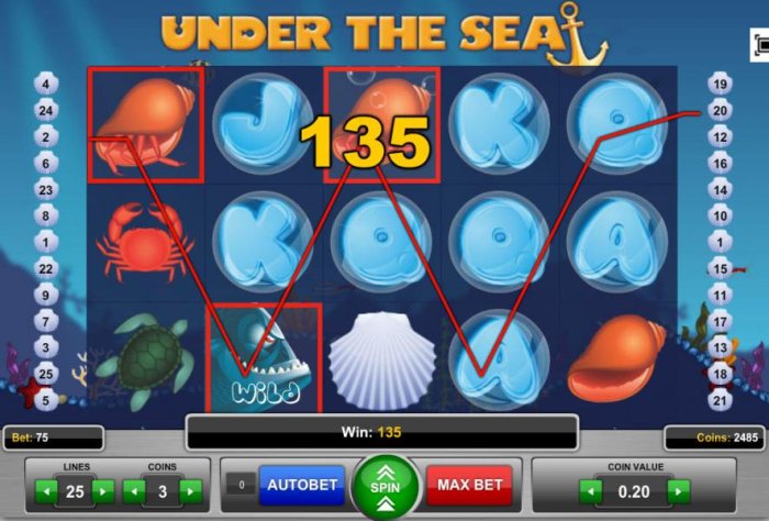 Three of a Kind triggers a 135 coin big win! by All Online Pokies