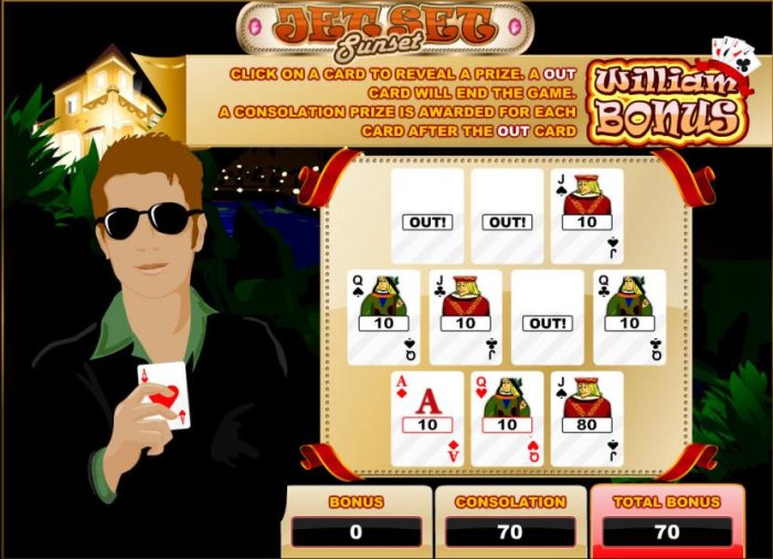 All Online Pokies - after selecting an out card - a 70 coin consolation prize is awarded