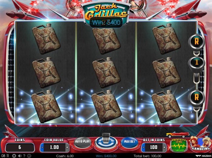 Multiple winning paylines triggers a 5400 coin big win! by All Online Pokies