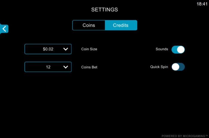 Click on the side menu button to adjust the Lines or Coin Size. by All Online Pokies