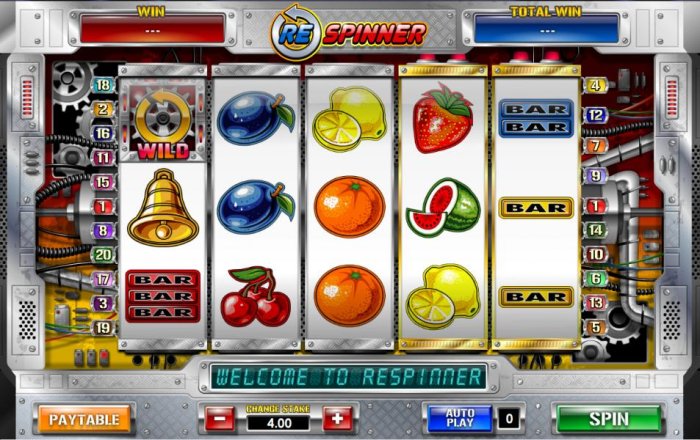 All Online Pokies - main game board featuring 5 reels and 20 paylines