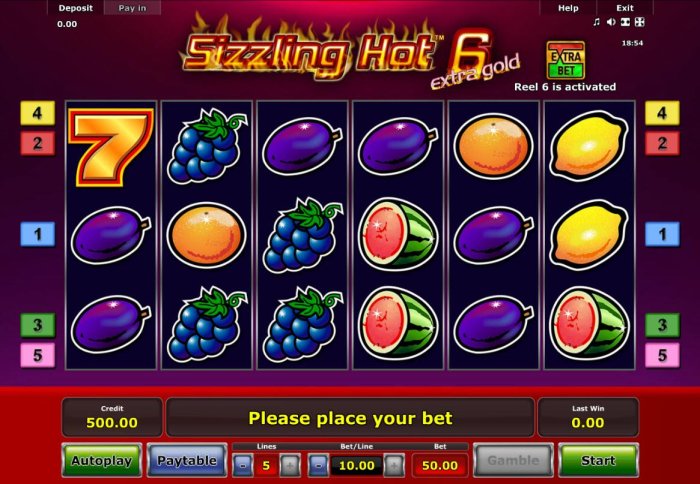 All Online Pokies image of Sizzling Hot 6 Extra Gold