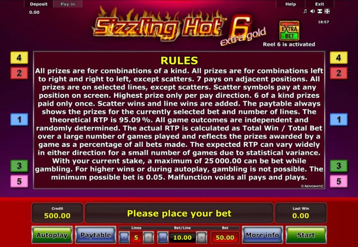 Sizzling Hot 6 Extra Gold by All Online Pokies