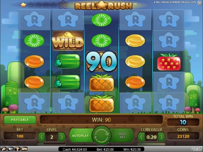 re-spin feature triggers a 90 coin payout and additonal reel positions are uncovered for another re-spin. by All Online Pokies