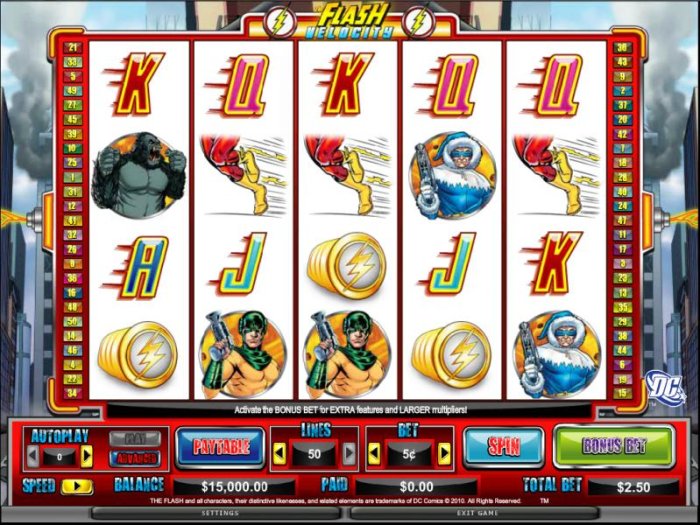 main game board featuring 5 reels and 50 paylines by All Online Pokies
