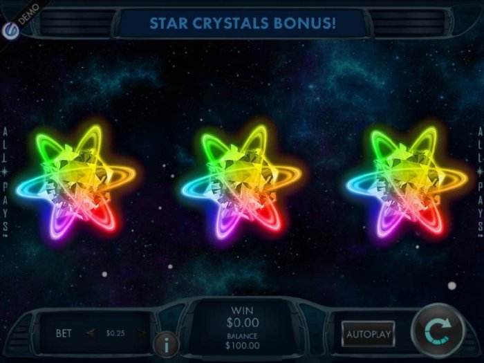Star Crystal Bonus - select one star to reveal a prize award. - All Online Pokies
