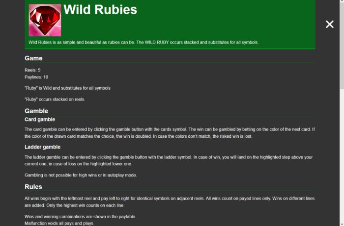 Wild Rubies by All Online Pokies