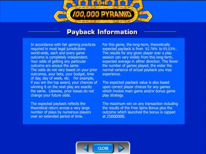 Payback Information. by All Online Pokies