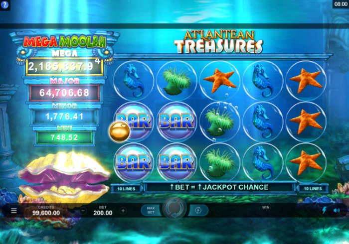 Mega Moolah Atlantean Treasures screenshot