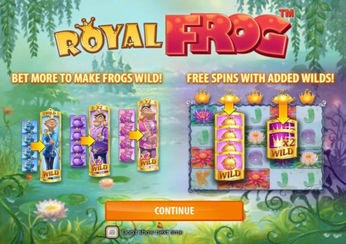 bet more to make more frogs wild. Free spins with added wilds. by All Online Pokies
