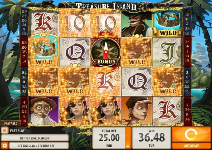 Pirate Attack feature wilds triggers multiple winning paylines by All Online Pokies