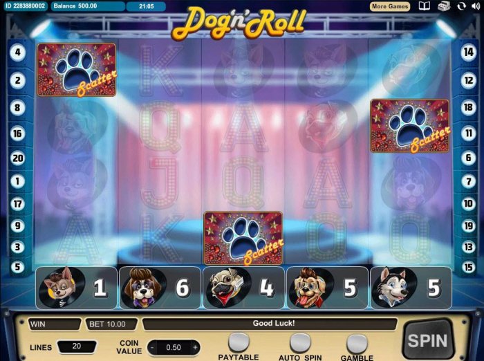 Three or more game logo scatter symbols triggers the free games feature. - All Online Pokies