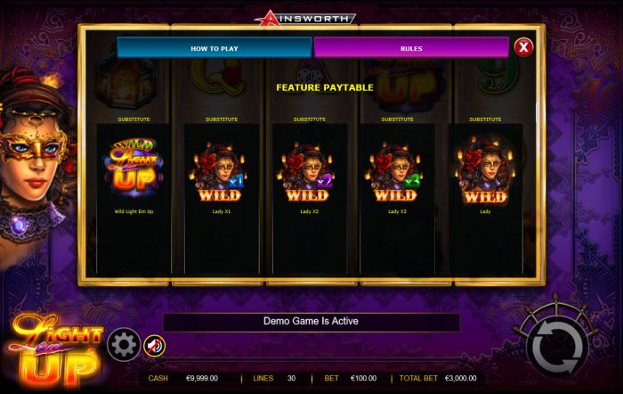 All Online Pokies - Feature Paytable