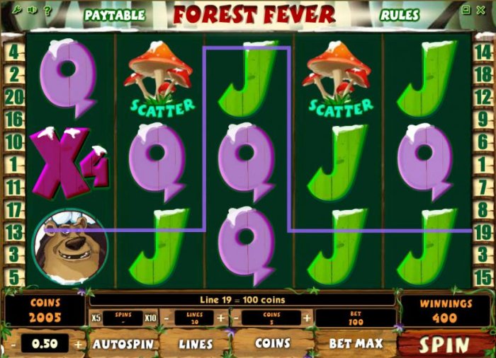 multiple winning paylines triggers a 400 coin pay out by All Online Pokies