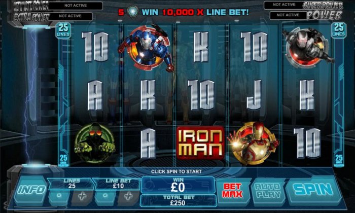 main game board featuring five reels, 25 paylines and four progressive jackpots - All Online Pokies
