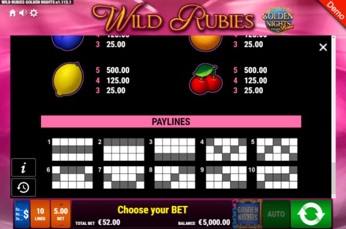 Paylines 1-10 by All Online Pokies