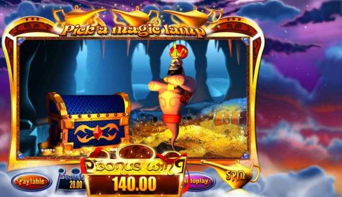 All Online Pokies - Pick a magic lamp to continue playing the Mystery Win Bonus feature. Choose wisely, so as, not to pick the Collect option.