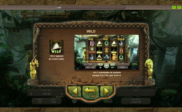 Wild symbol appears on reel 2 and 4. Wild substitutes all symbols except scatter and bonus. by All Online Pokies