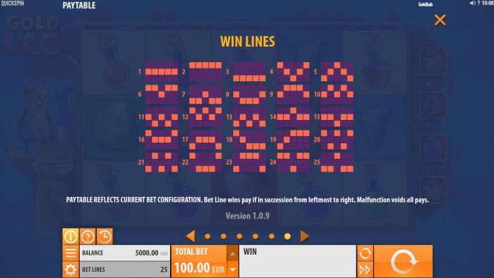 Winning Bet Lines Diagrams 1-25 - All Online Pokies