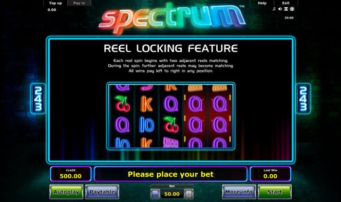 Reel Locking Feature - Each reel spin begins with two adjacent reels matching. - All Online Pokies